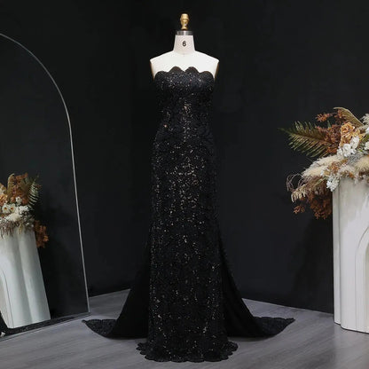 Elegant Strapless Emerald Green Evening Dress SS601