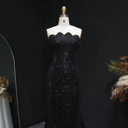 Elegant Strapless Emerald Green Evening Dress SS601