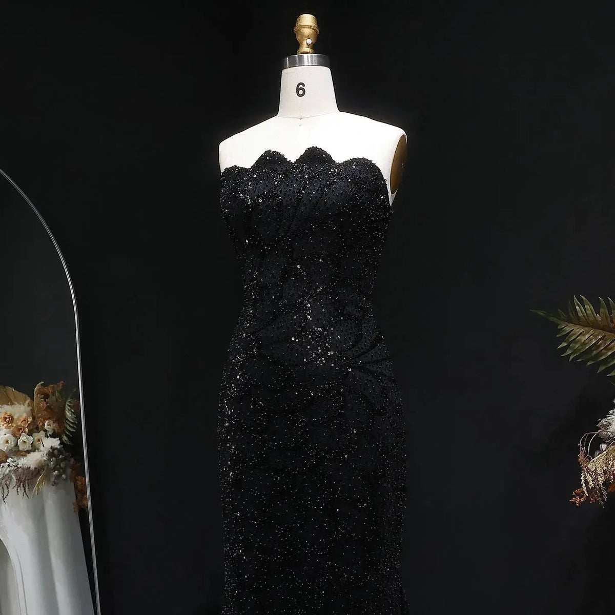 Elegant Strapless Emerald Green Evening Dress SS601
