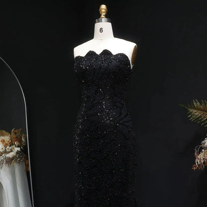 Elegant Strapless Emerald Green Evening Dress SS601