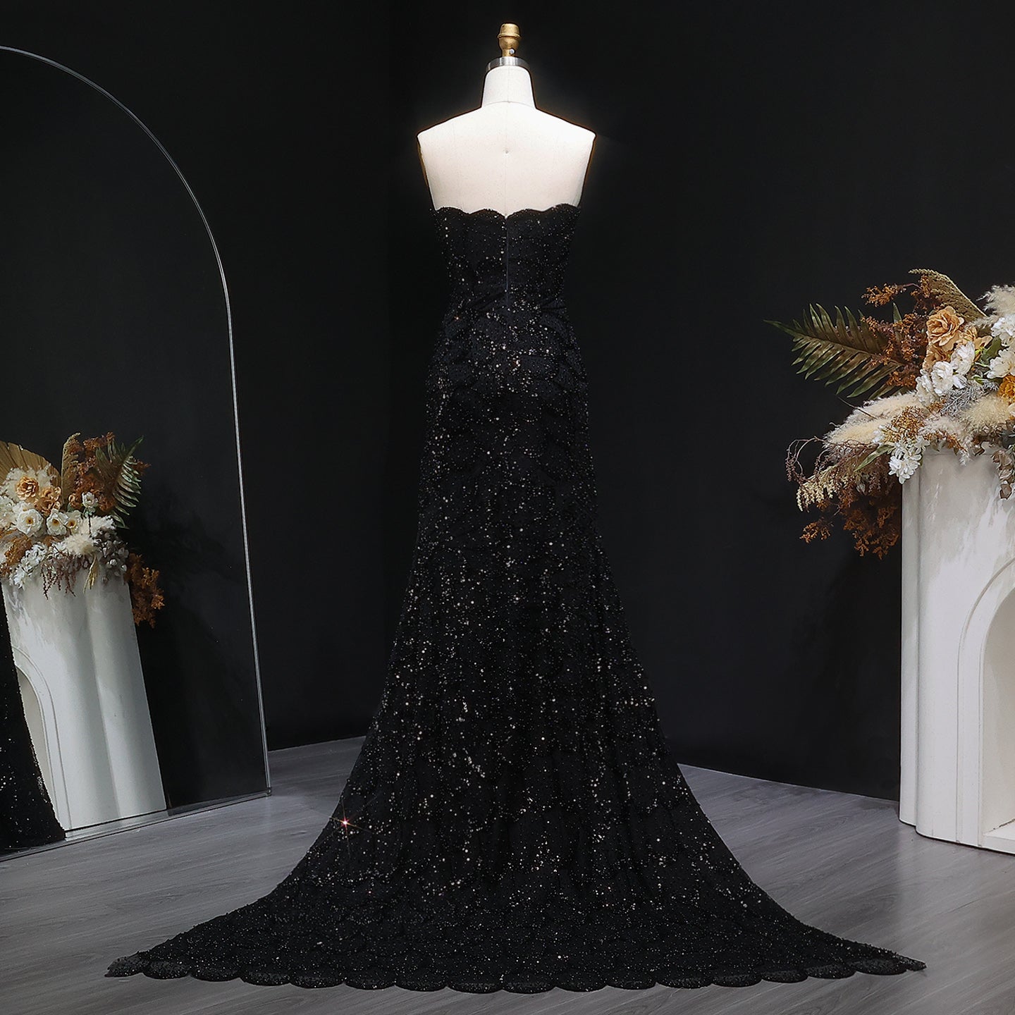 Luxury Beaded Green Mermaid Evening Dress SS601