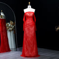 Elegant Strapless Red Long Sleeves Mermaid Evening Dress SF257