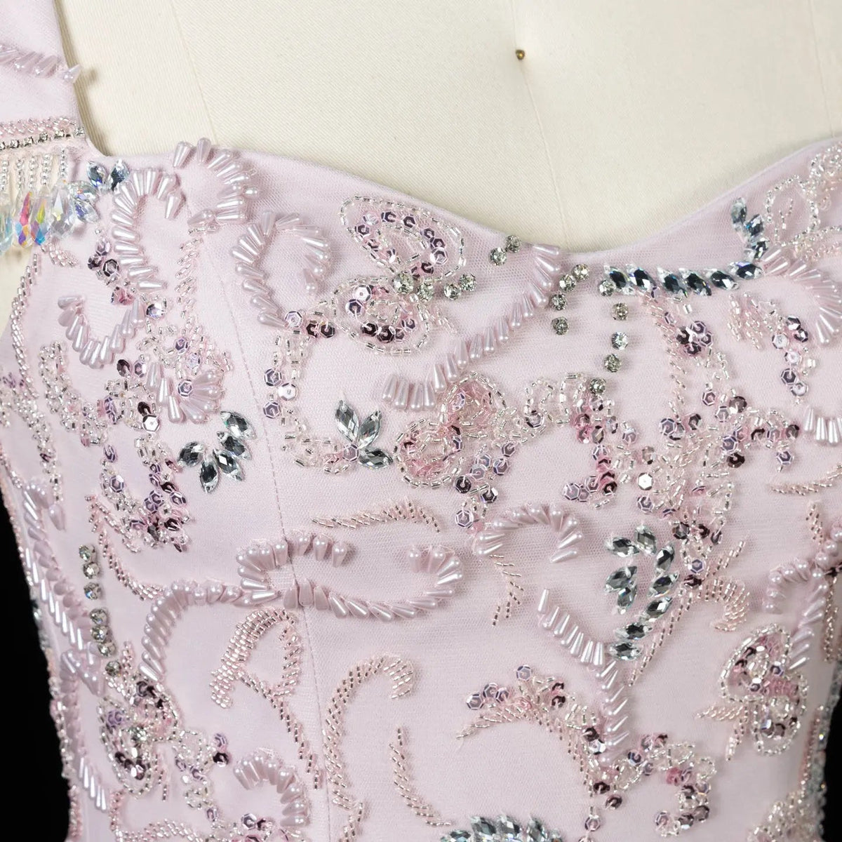 Romantic Pink Pastel Crystal Embroidery Fitted Mermaid Maxi Evening Dress SS389