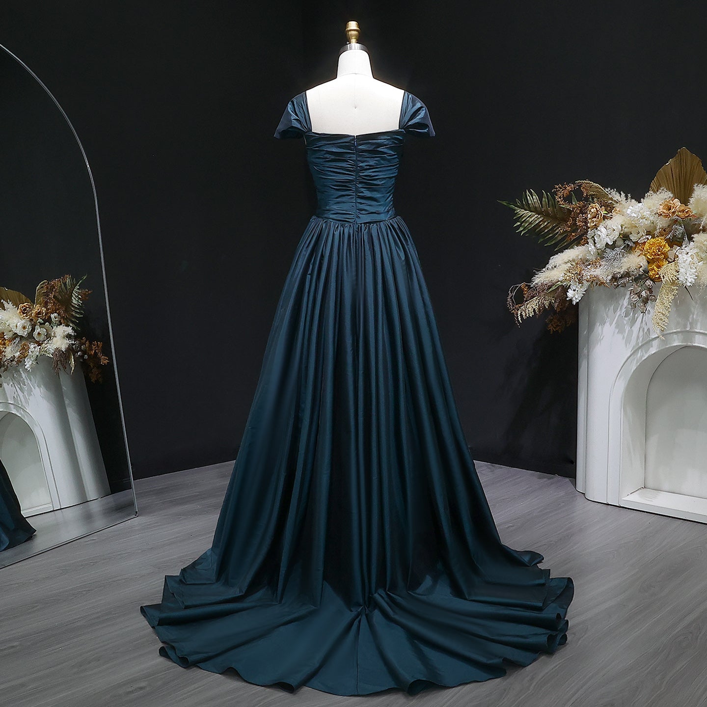 Luxury Orange Off Shoulder Evening Dress with Overskirt SF491