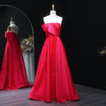 Luxury Beaded Fuchsia Ball Gown with Train Evening Dress XD042