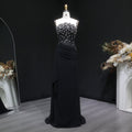 Glamorous Black Ruched Corset Beaded Mermaid Evening Dress SS248