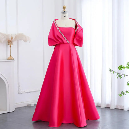 Luxury Crystal Green Evening Dress with Cap and Overskirt SS577