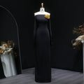 Luxury Off-Shoulder Black 3D Gold Floral Bodycon Evening Dress SF133