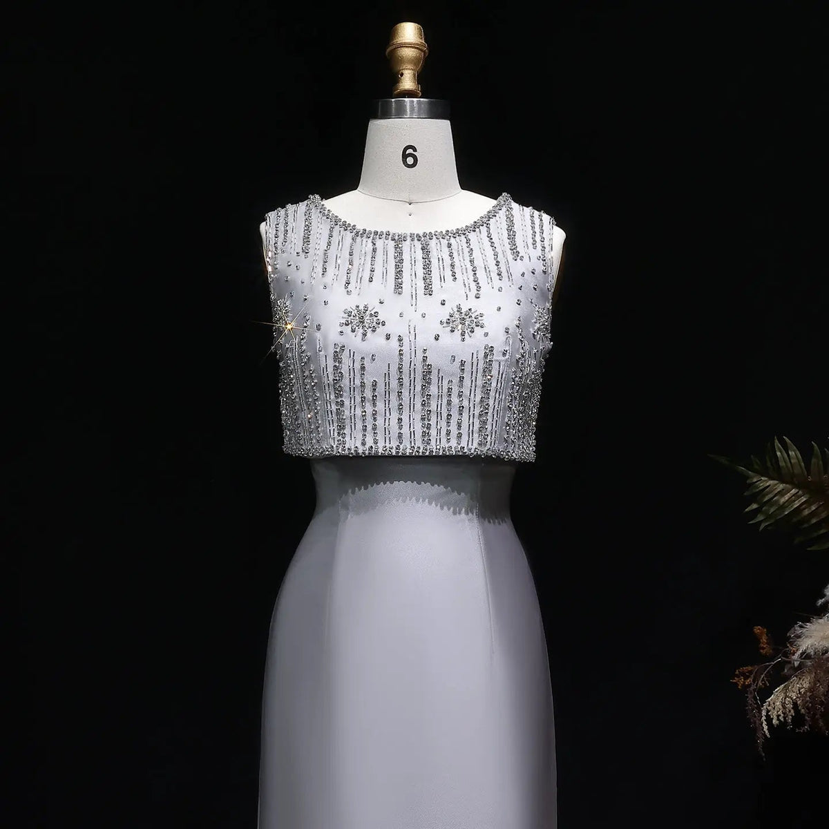 Luxury Rhinestones Silver Midi Evening Dress SS277