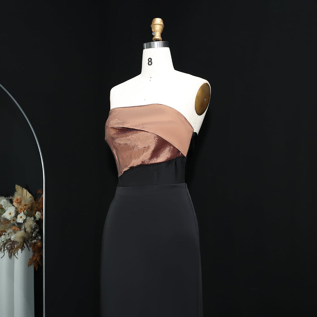 Elegant Pink Strapless Evening Dress with Gloves SF123