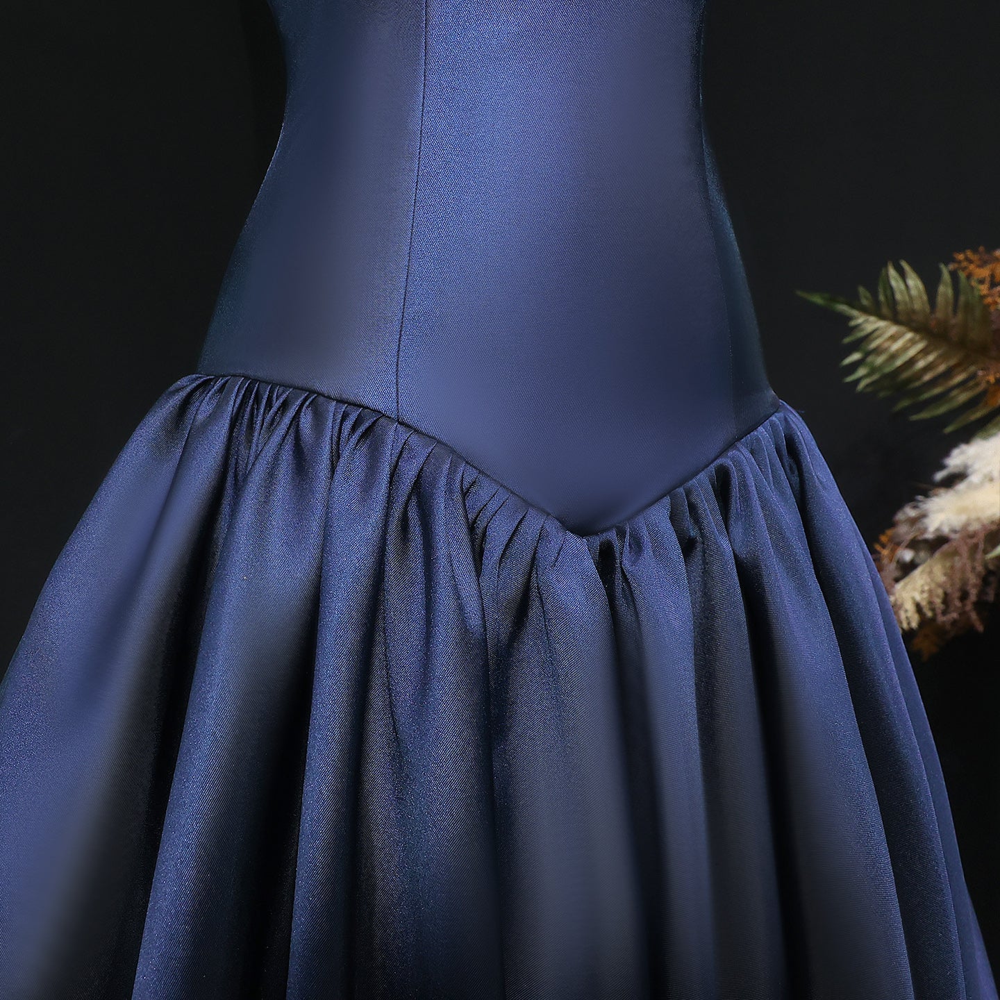 Elegant Strapless Dark Navy A-Line Evening Dress SF480
