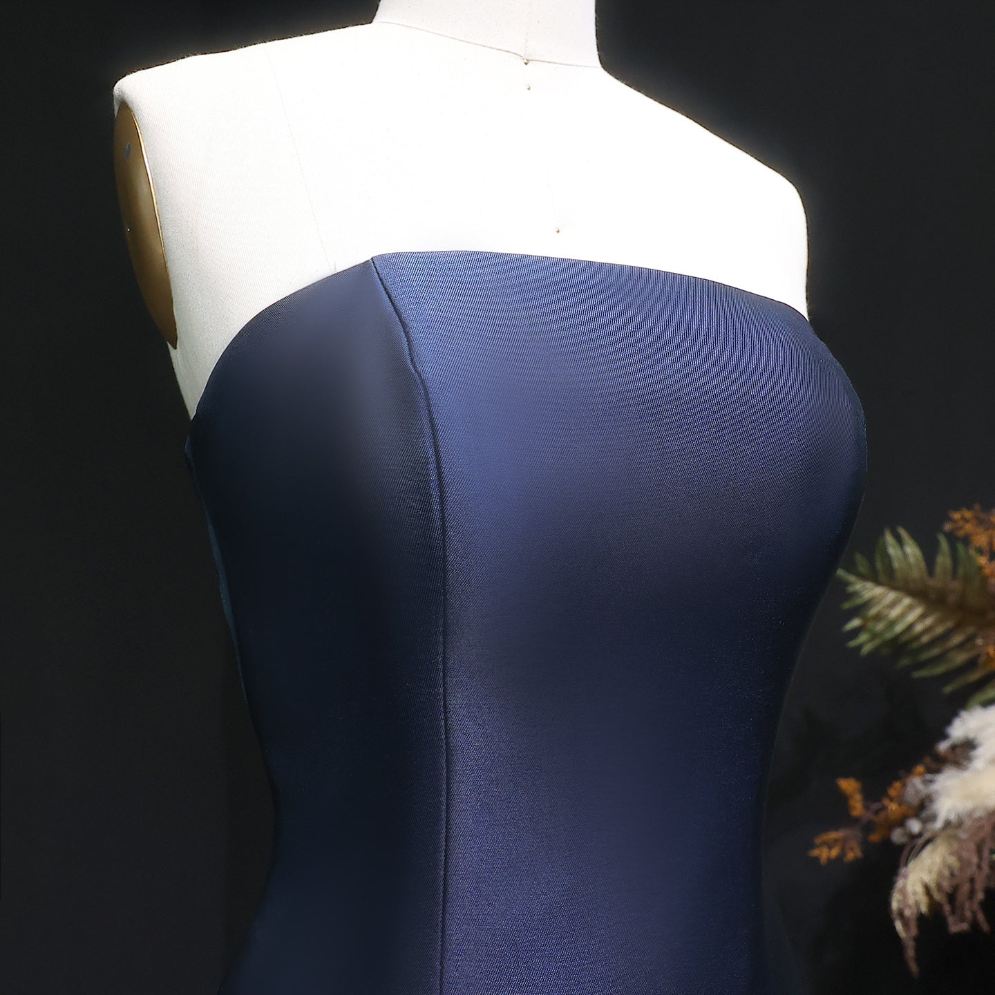 Elegant Strapless Dark Navy A-Line Evening Dress SF480