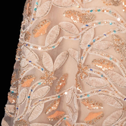 Luxury Orange Sequin Beaded Embroidered Evening Dress SS542