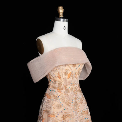 Luxury Orange Sequin Beaded Embroidered Evening Dress SS542