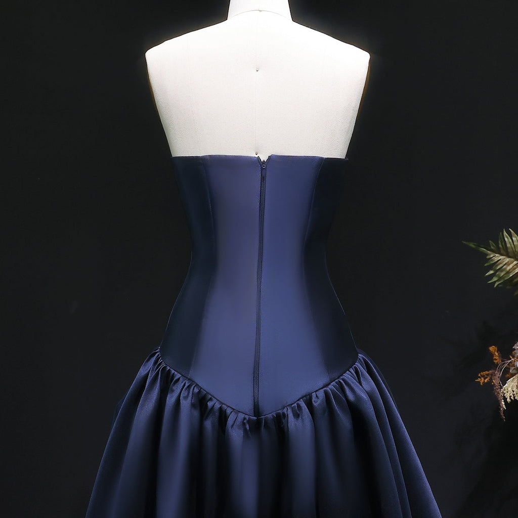 Elegant Strapless Dark Navy A-Line Evening Dress SF480