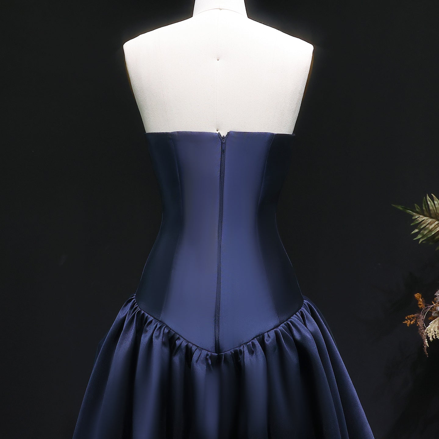 Elegant Strapless Dark Navy A-Line Evening Dress SF480