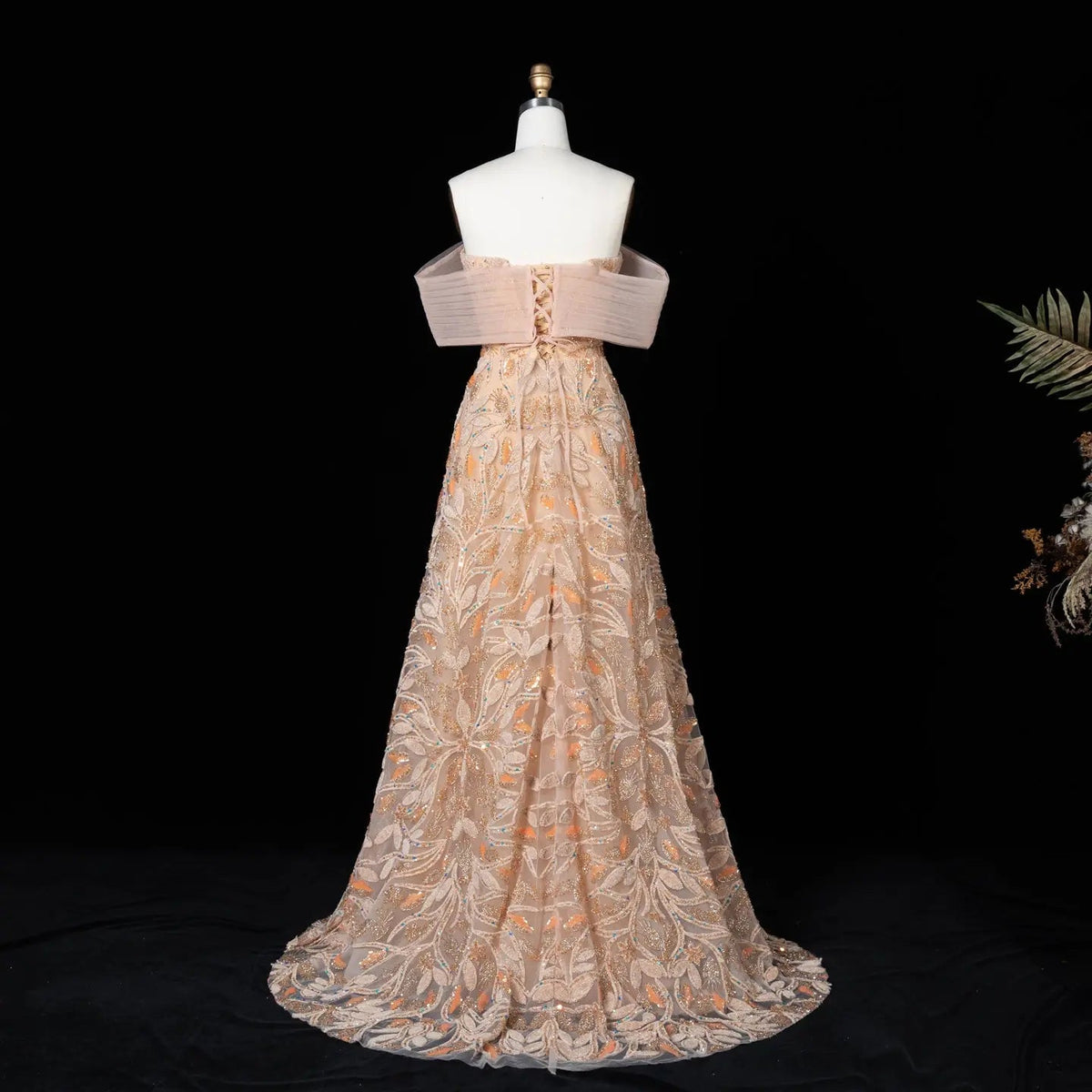 Luxury Orange Sequin Beaded Embroidered Evening Dress SS542