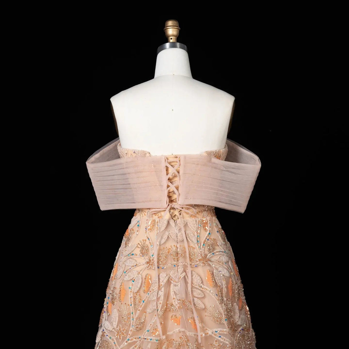 Luxury Orange Sequin Beaded Embroidered Evening Dress SS542