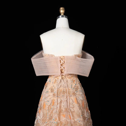 Luxury Orange Sequin Beaded Embroidered Evening Dress SS542
