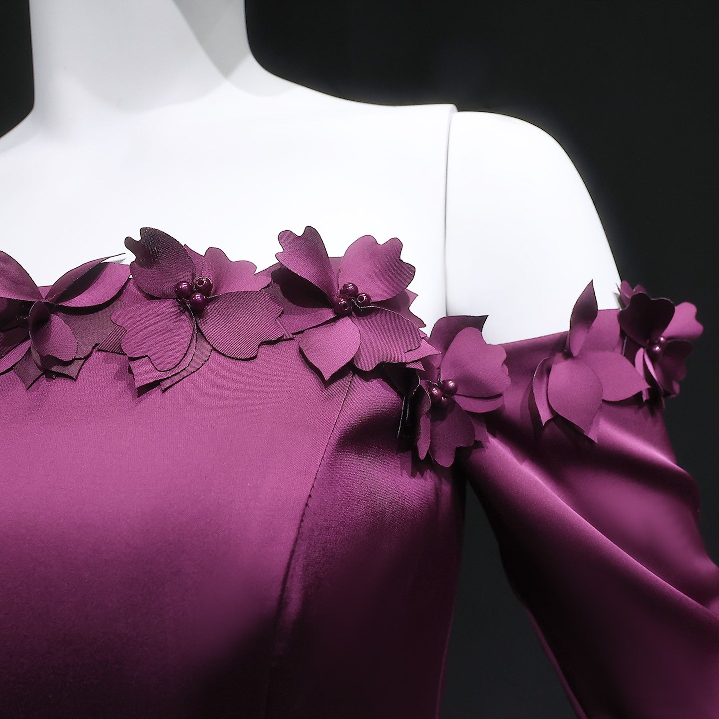 Elegant 3D Floral Purple Evening Dress with Overskirt SF376