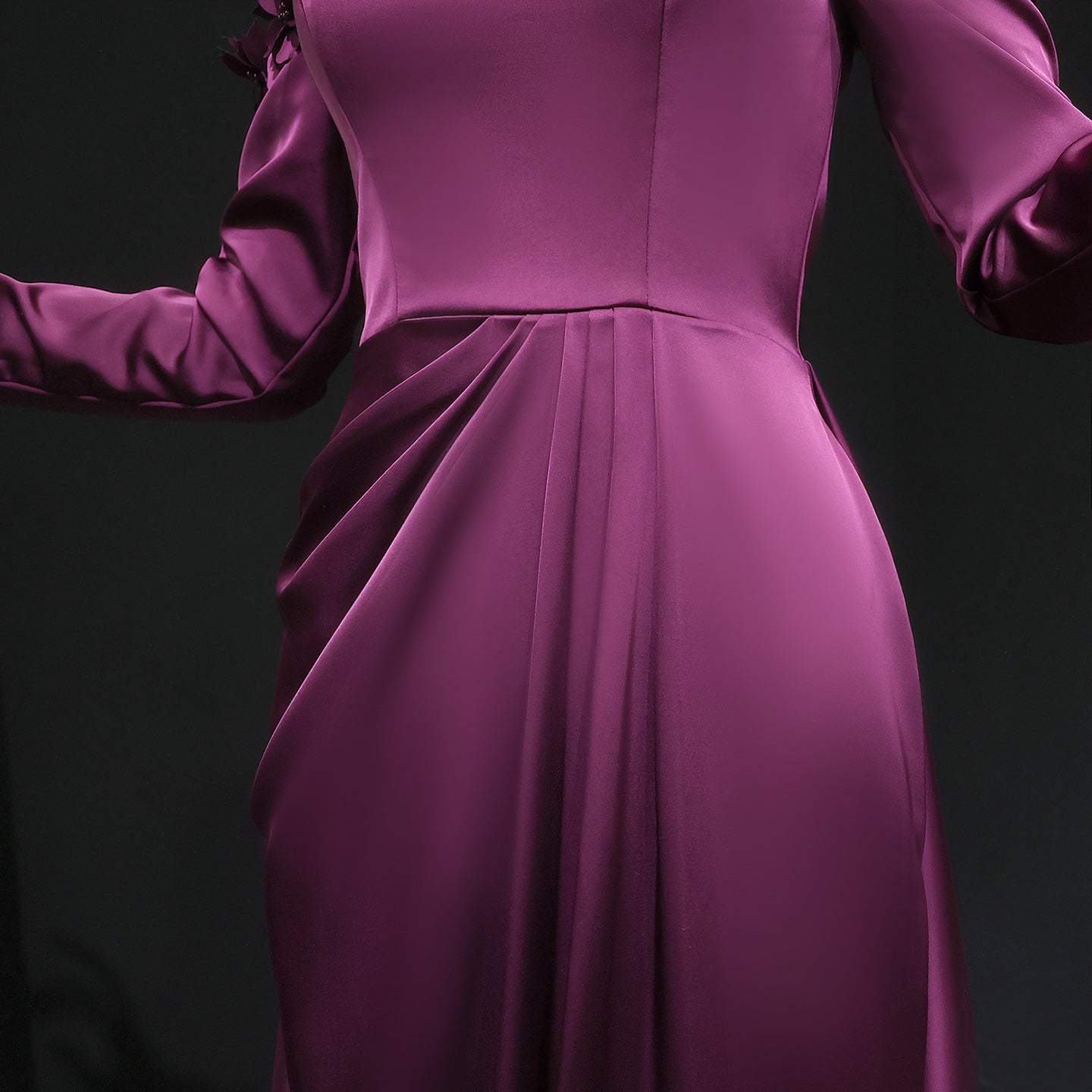 Elegant 3D Floral Purple Evening Dress with Overskirt SF376