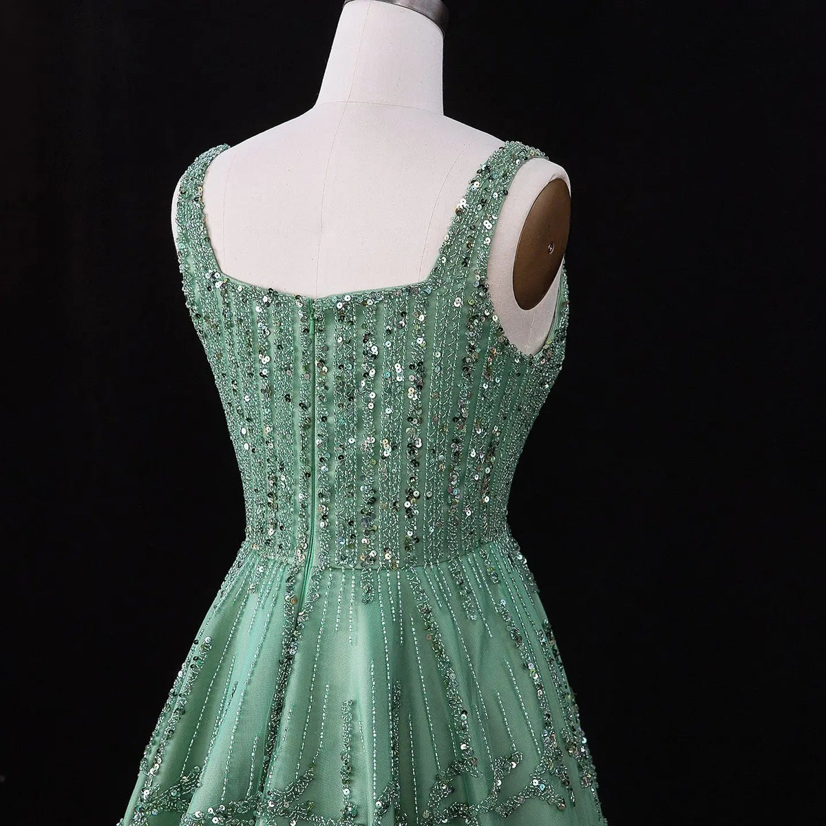 Luxury Beaded Green Spaghetti Evening Dresses SS225