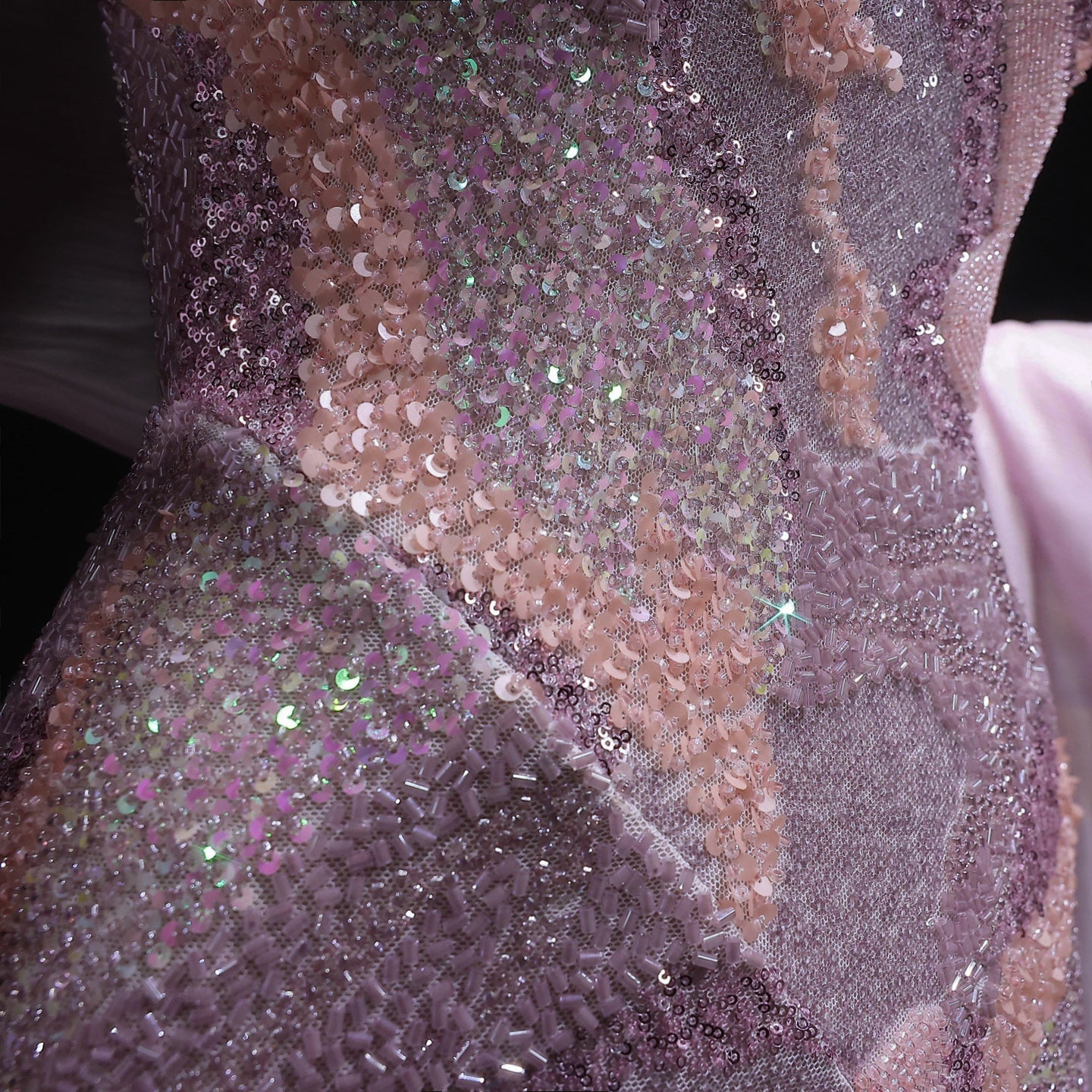 Luxury Pink Crystal Embellished Mermaid Evening Dress with Cape SS658