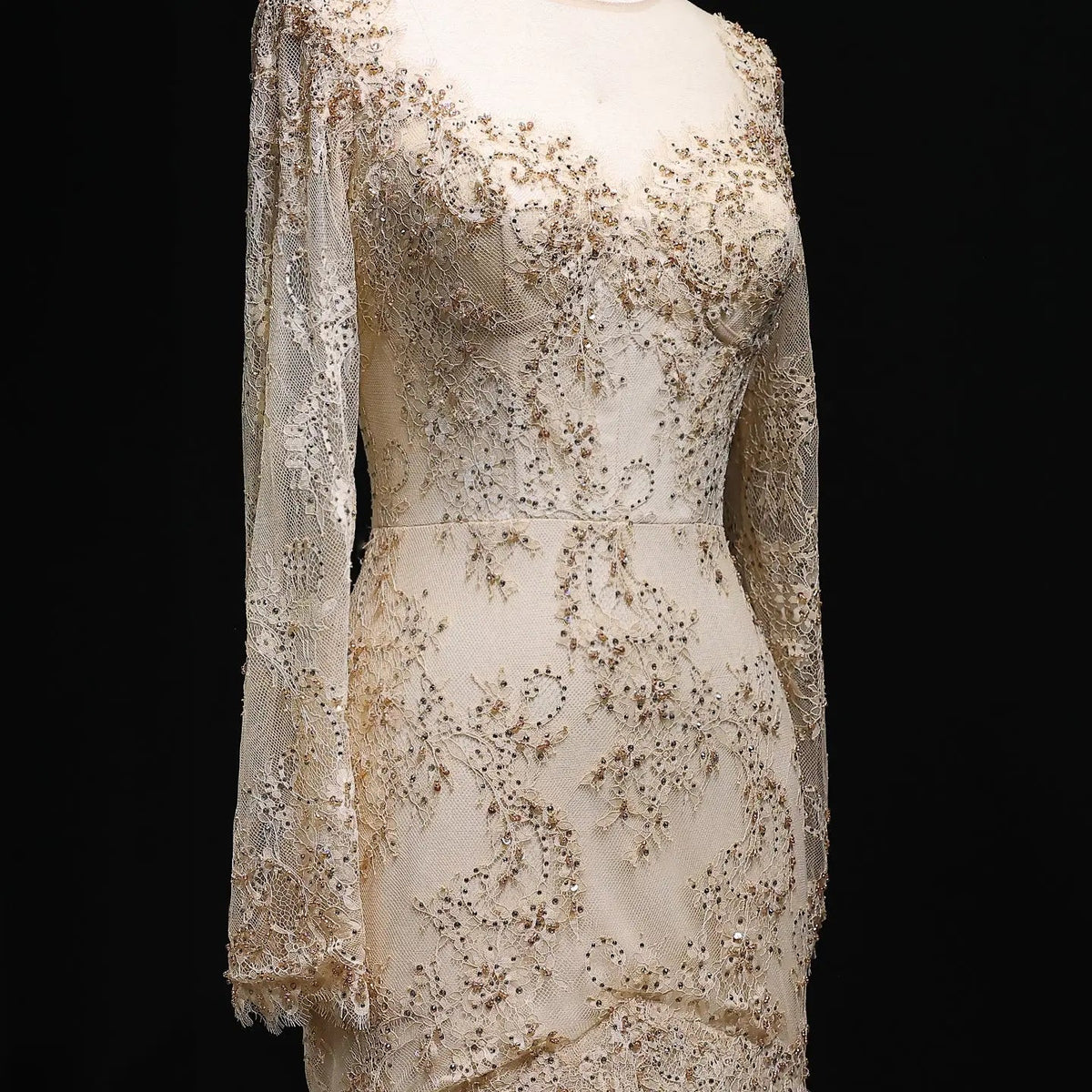 Glamorous Lace Long Sleeves Mermaid Wedding Dress SW122