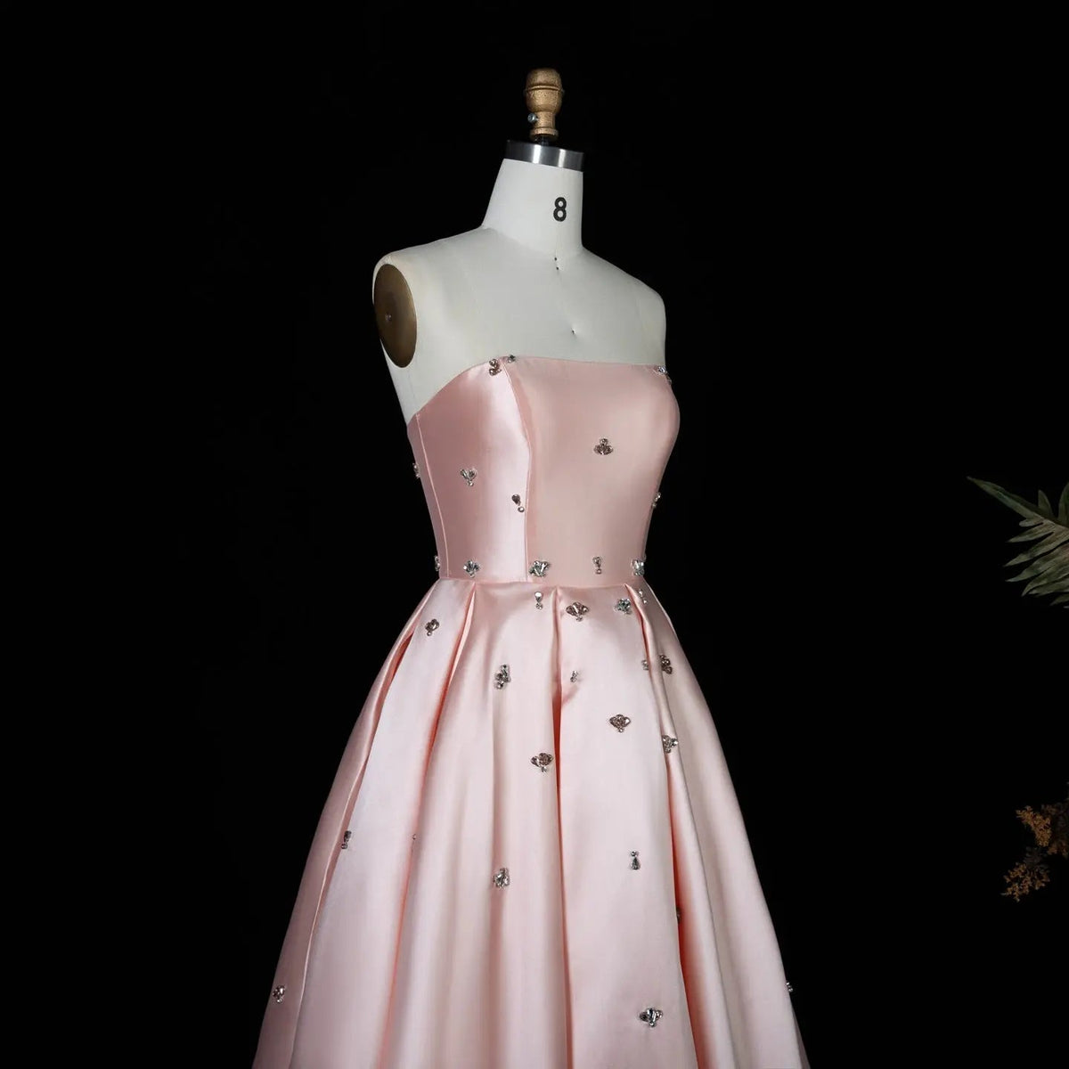 For Sale Crystal Blush Pink Satin Off-Shoulder Evening Dresses SS442