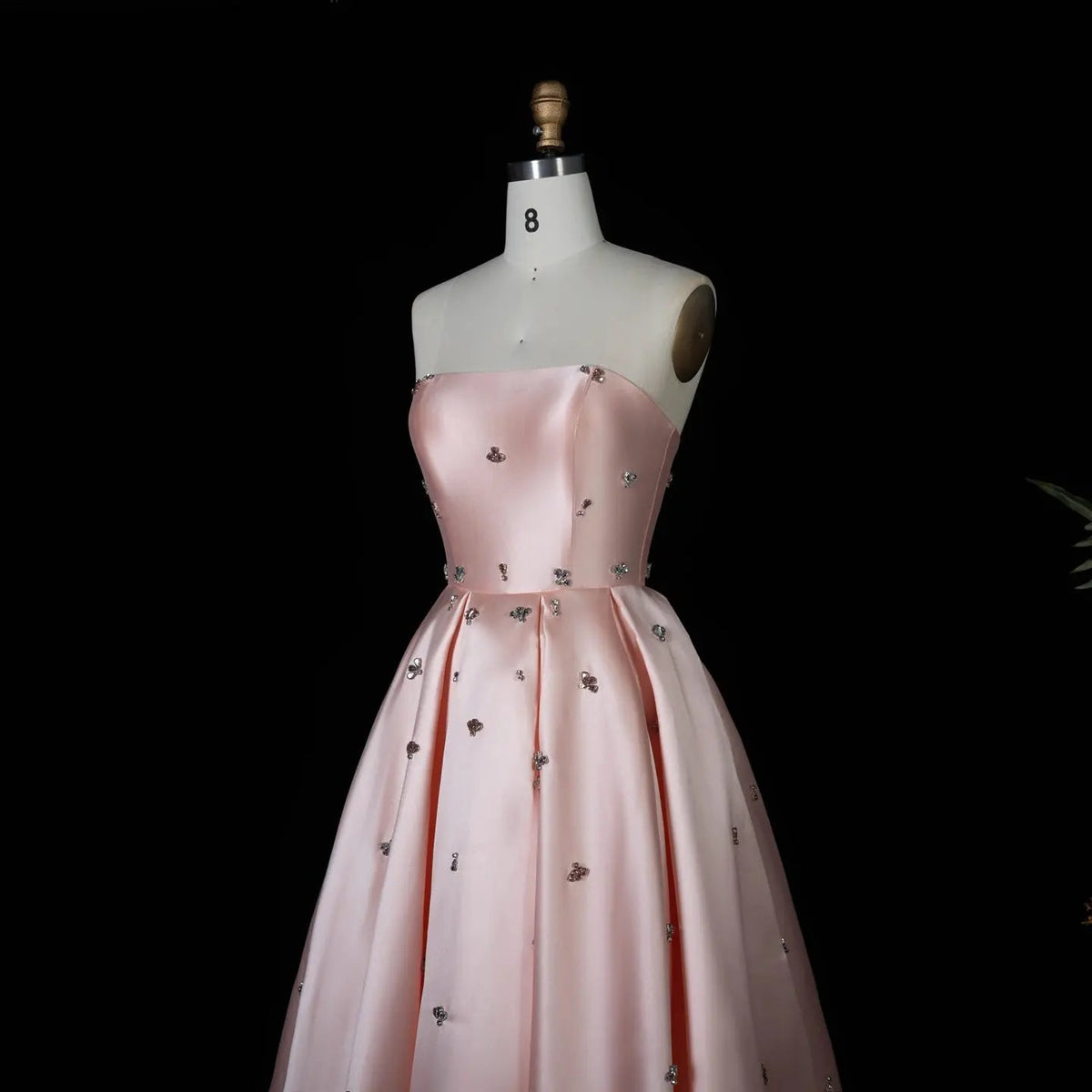For Sale Crystal Blush Pink Satin Off-Shoulder Evening Dresses SS442