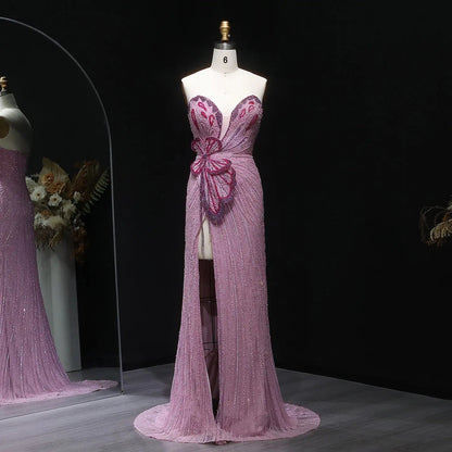 Luxury Beaded Sweetheart Pink Evening Dress SS267