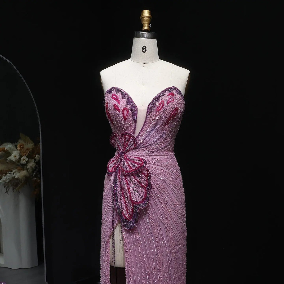 Luxury Beaded Sweetheart Pink Evening Dress SS267