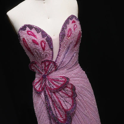 Luxury Beaded Sweetheart Pink Evening Dress SS267