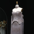 Stunning Crystal Evening Dress with Cape Sleeves SS558