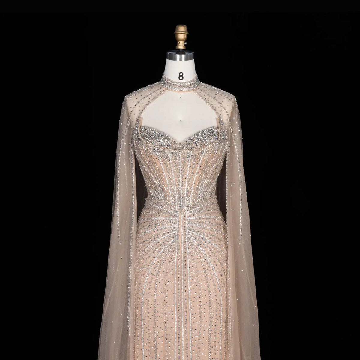 Luxury Mermaid Beaded Evening Dress with Cape SS156