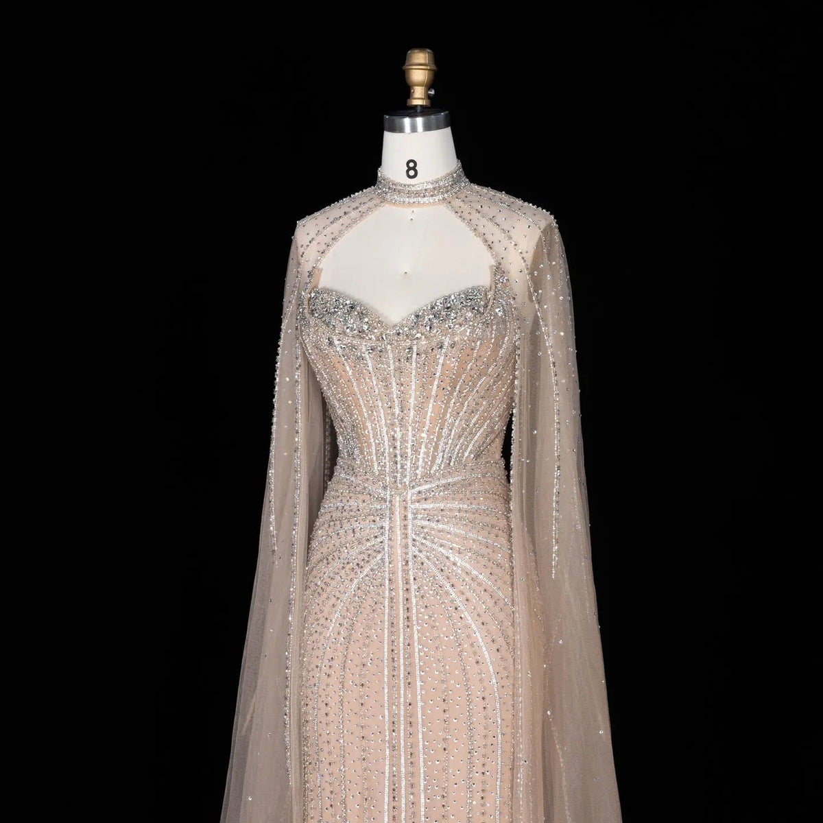 Luxury Mermaid Beaded Evening Dress with Cape SS156