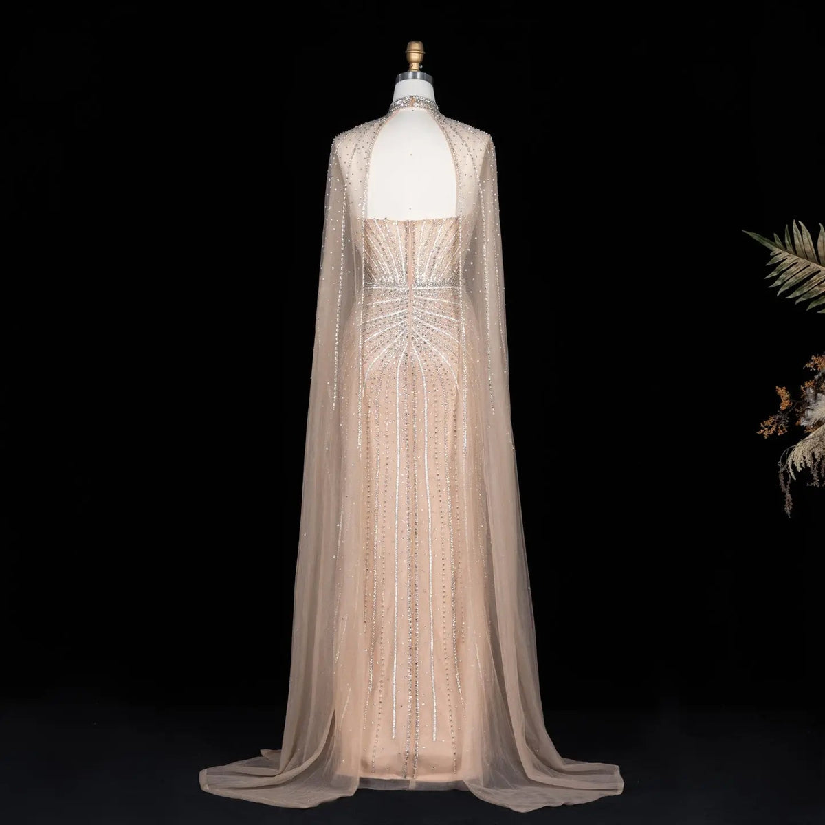 Luxury Mermaid Beaded Evening Dress with Cape SS156