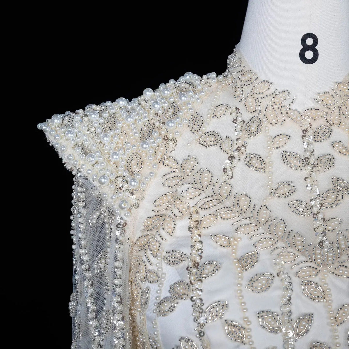 Luxury Cream Long Sleeves Evening Dress SS696