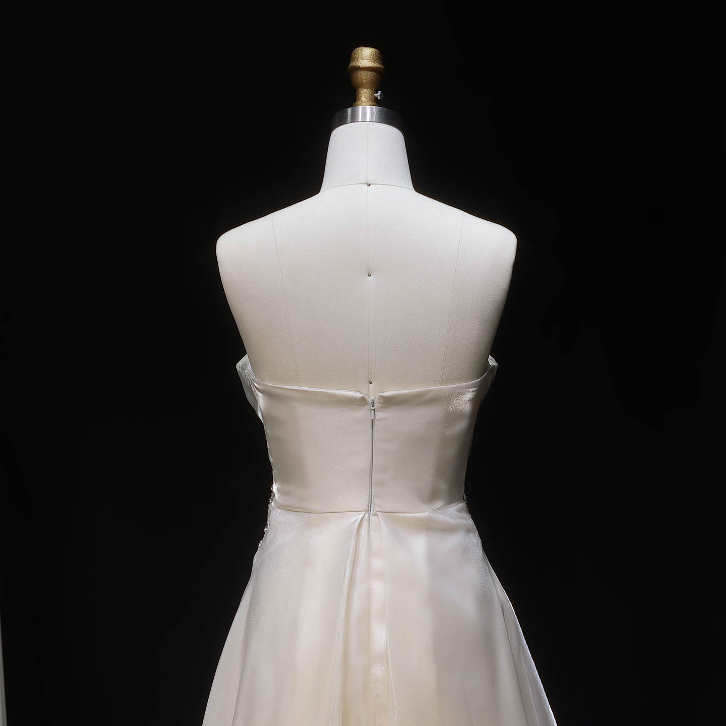 Luxury Beige Strapless Beaded A-Line Evening Dress SF509