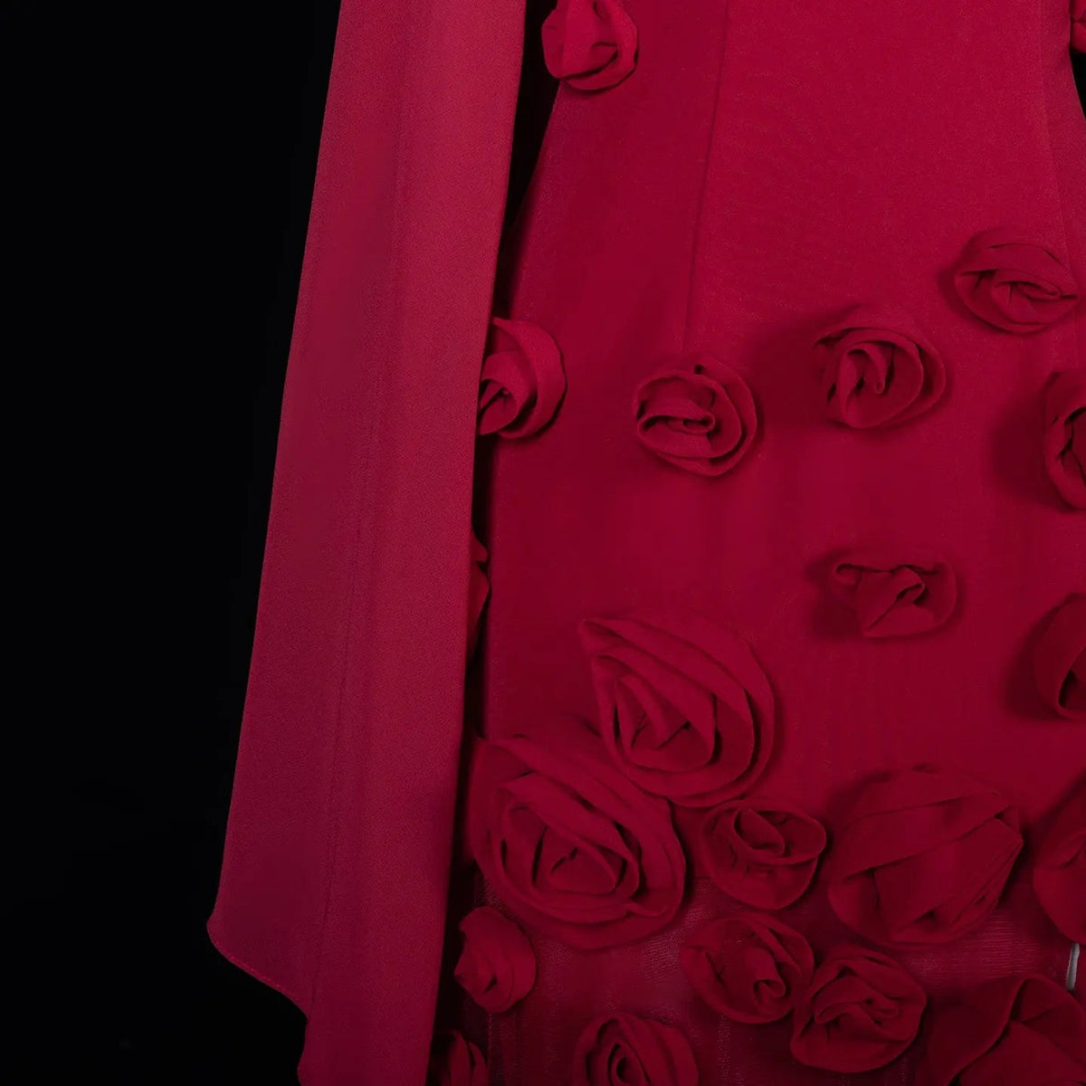Chic Pink 3D Flowers Strapless Mermaid Evening Dress Side Slit SS207