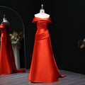 Elegant Orange Evening Dress with Overskirt and ruffles SF248