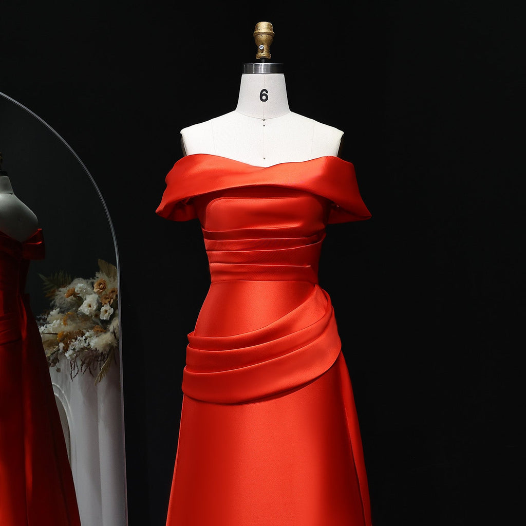 Elegant Orange Evening Dress with Overskirt and ruffles SF248