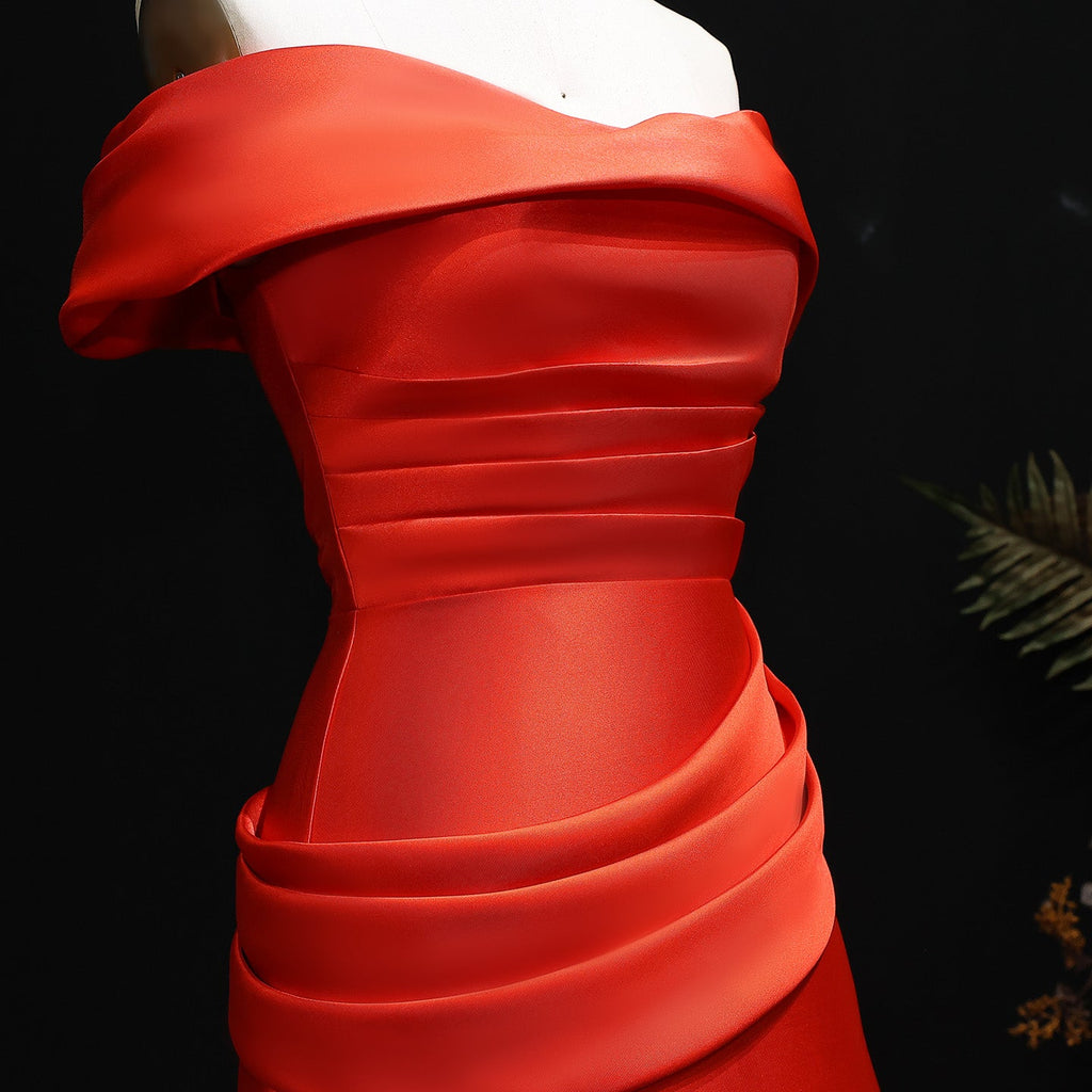Elegant Orange Evening Dress with Overskirt and ruffles SF248