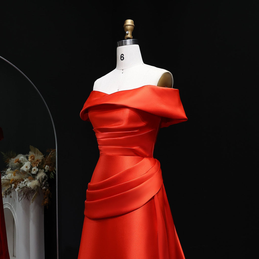 Elegant Orange Evening Dress with Overskirt and ruffles SF248