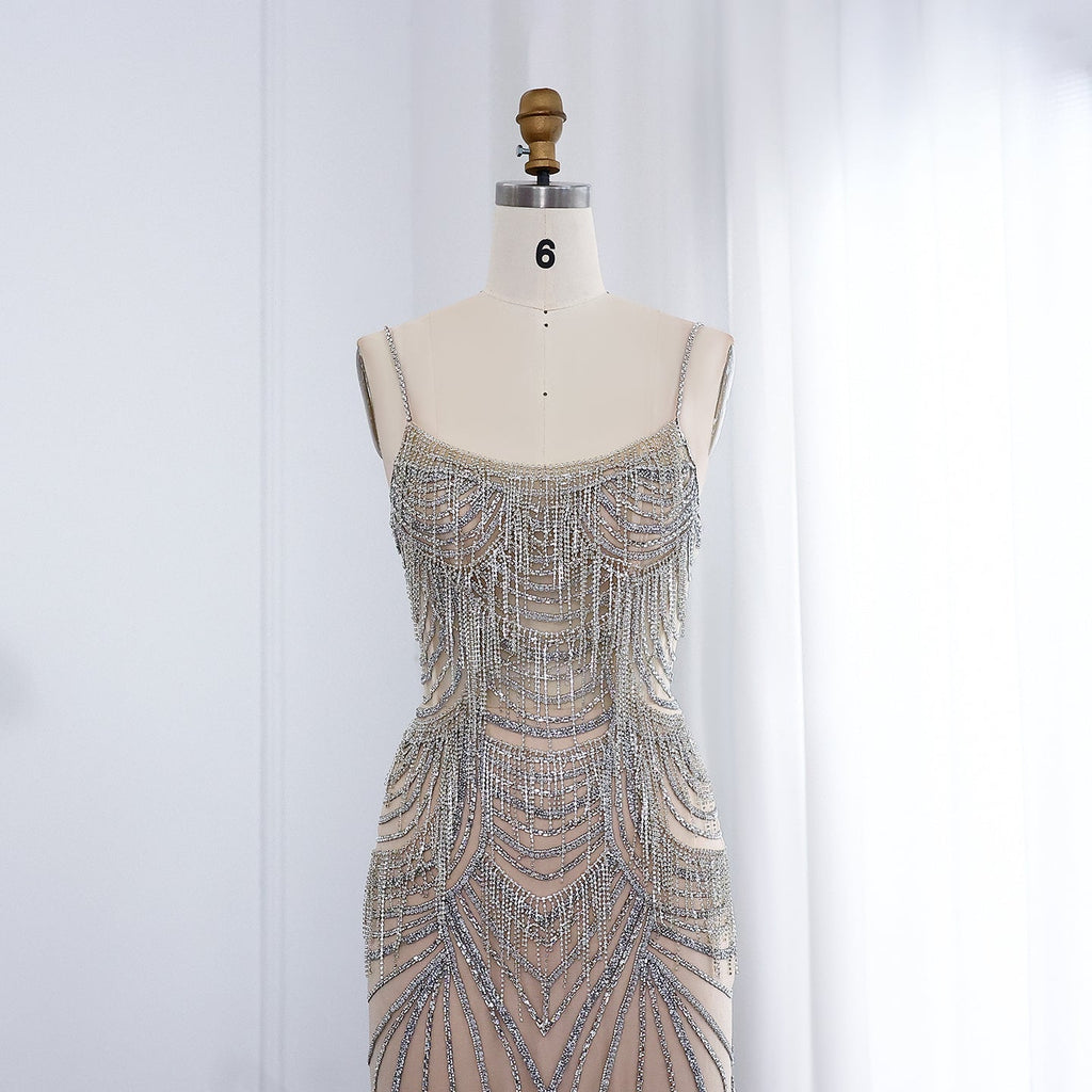 Luxury Tassel Spaghetti Mermaid Evening Dress SS029