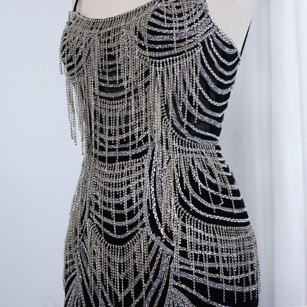Luxury Tassel Spaghetti Mermaid Evening Dress SS029