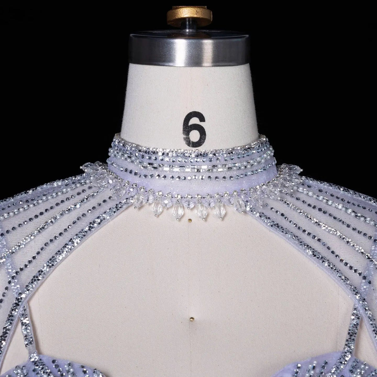 Lilac Sheer Cape Mermaid  Full Hand Beaded Evening Dress  SS114