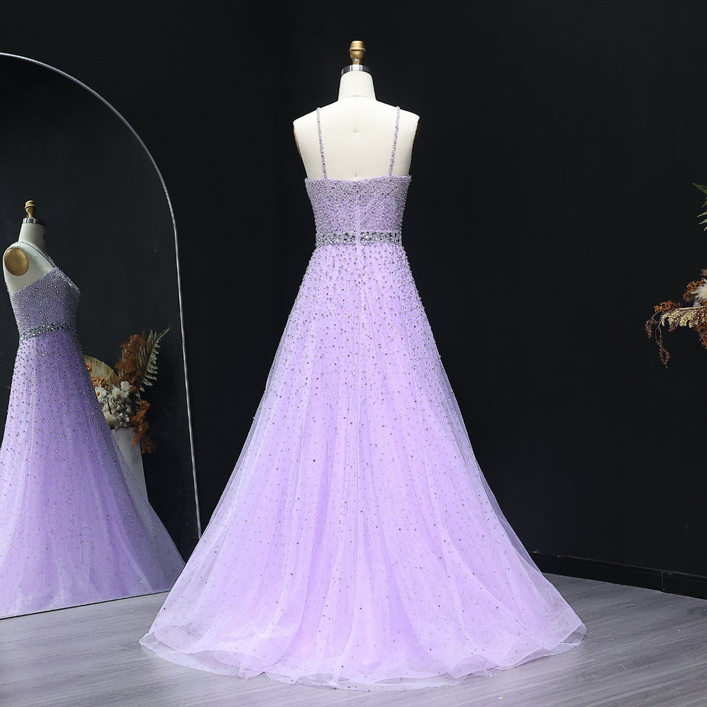 Sparkly Crystal Pink Criss-Cross Pink Evening Dress SS580