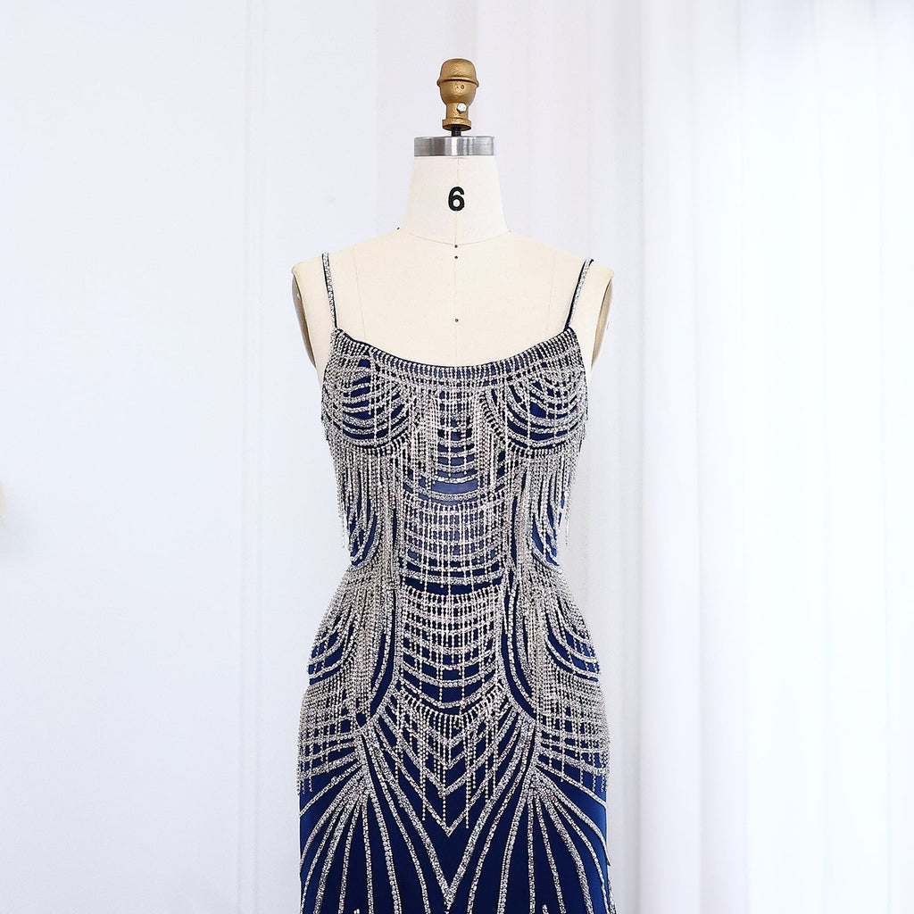 Luxury Tassel Spaghetti Mermaid Evening Dress SS029