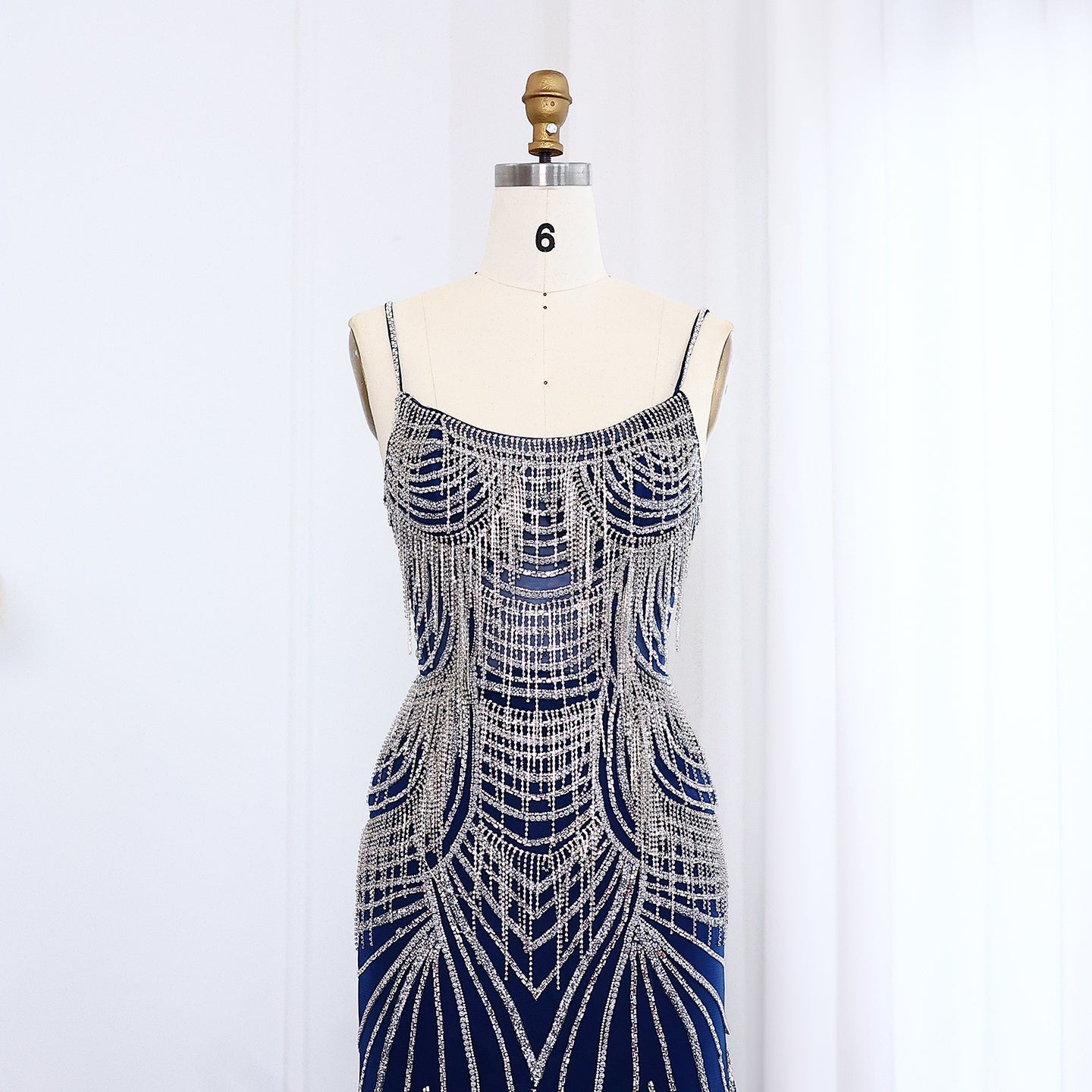 Luxury Tassel Spaghetti Mermaid Evening Dress SS029